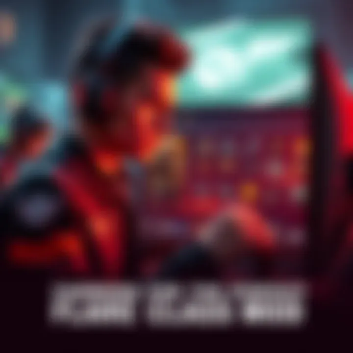 A gamer intensely focused on their screen, showcasing a virtual inventory filled with rare items, including the coveted Flare class mod.