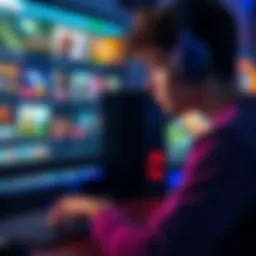 A gamer looking at a computer screen filled with various MMO game options, expressing curiosity about games similar to Growtopia.