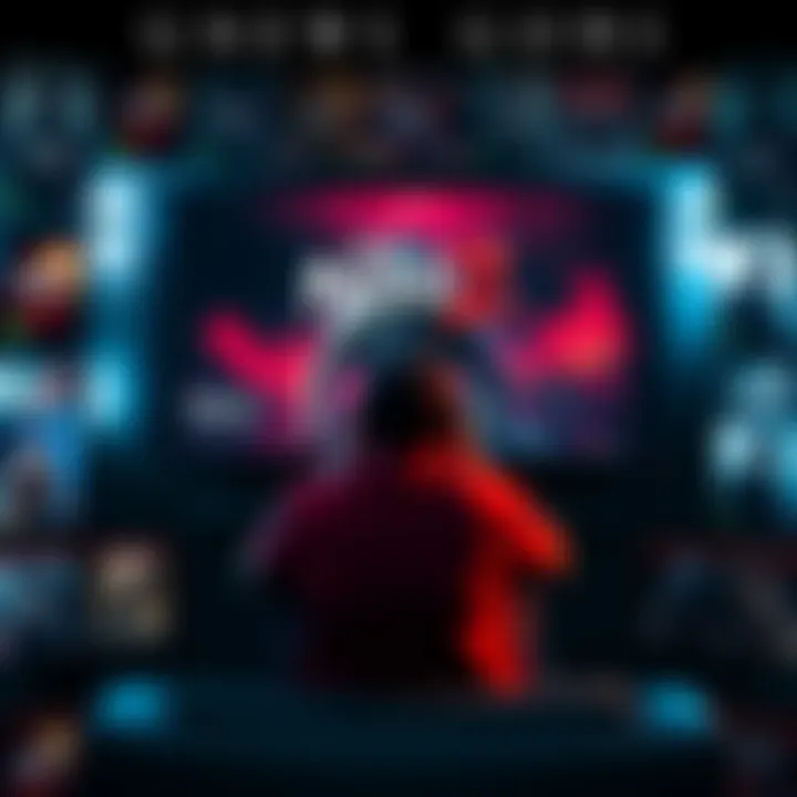 A frustrated gamer sitting in front of a screen showing Nioh 2, looking for new game suggestions, with various game covers displayed around them.