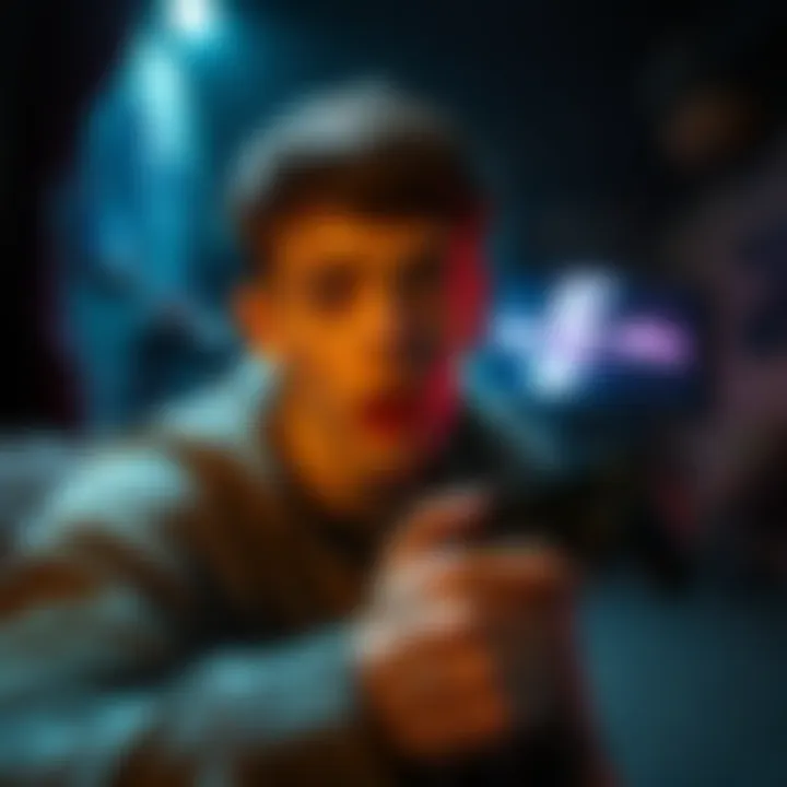 A young man looking scared while playing Silent Hill on a PS5 console in a dimly lit room