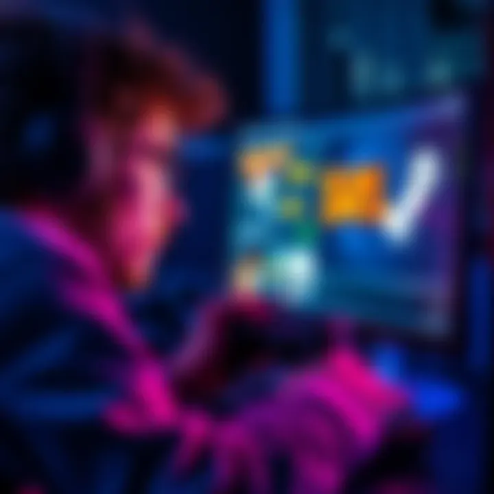 Gamer Examining Steam Discounts A gamer looks at a computer screen displaying a game sale on Steam, questioning the legitimacy of discount pricing.