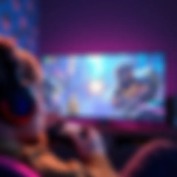 A gamer looking shocked while playing a video game, with a screen showing a surprising in-game event