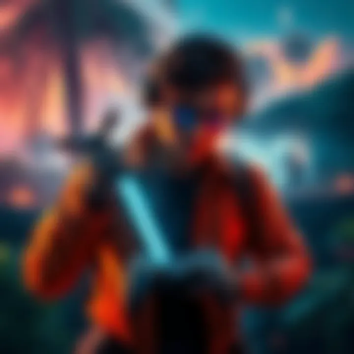 A gamer engaged in a gripping story, revealing shocking truths and twists in a vibrant game world with lush landscapes and mysterious elements.