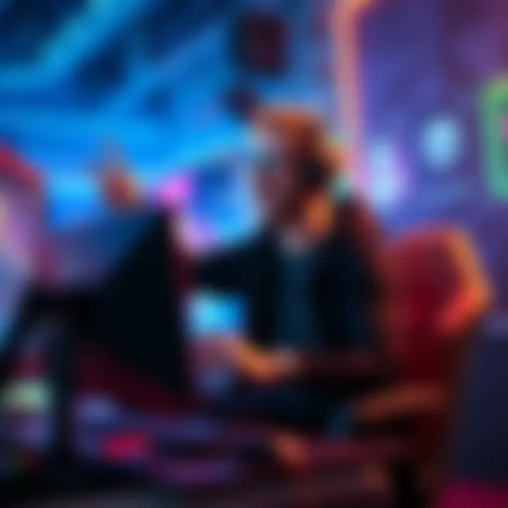 Gamer Celebrating Victory in BGMI A gamer sitting in front of a computer, celebrating after winning a game in BGMI, showing excitement and surprise.