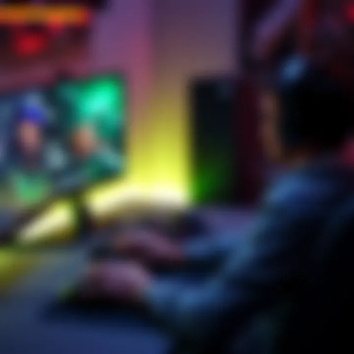 A gamer playing Xbox Series X at a desk, using a mouse and keyboard instead of a controller