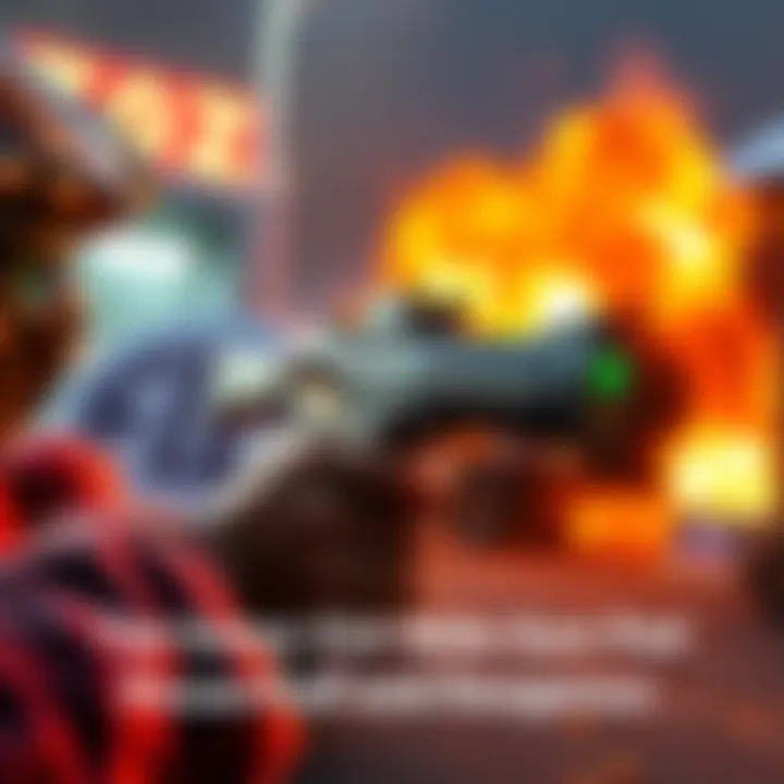 Player aiming a powerful gun in a game A gamer holds a realistic-looking firearm in an intense gaming scene, highlighting the weapon's power and impact in the gameplay