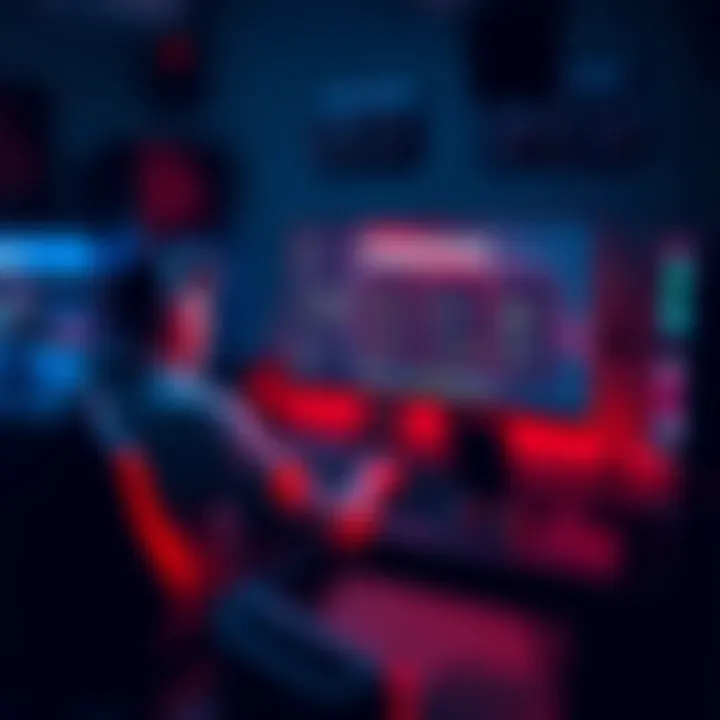 A person sitting at a gaming setup, focused on optimizing their loadout with various weapons displayed on the screen