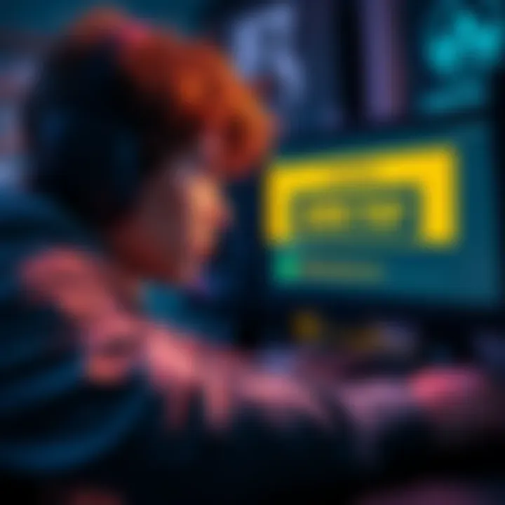 Gamer avoiding grind trap Gamer looking at a screen with Urchin favours warning while planning strategy