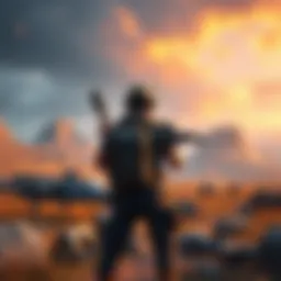 A gamer character stands ready in the Axion Plains with a rifle, looking towards a challenging mission area.