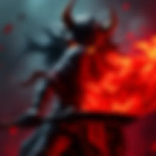 A gamer struggles in battle against the intimidating Lord of Blood character with a dramatic backdrop of blood and darkness.
