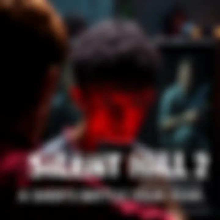 A person playing the Silent Hill 2 remake, showing intense focus and fear, with dark and eerie graphics on the screen