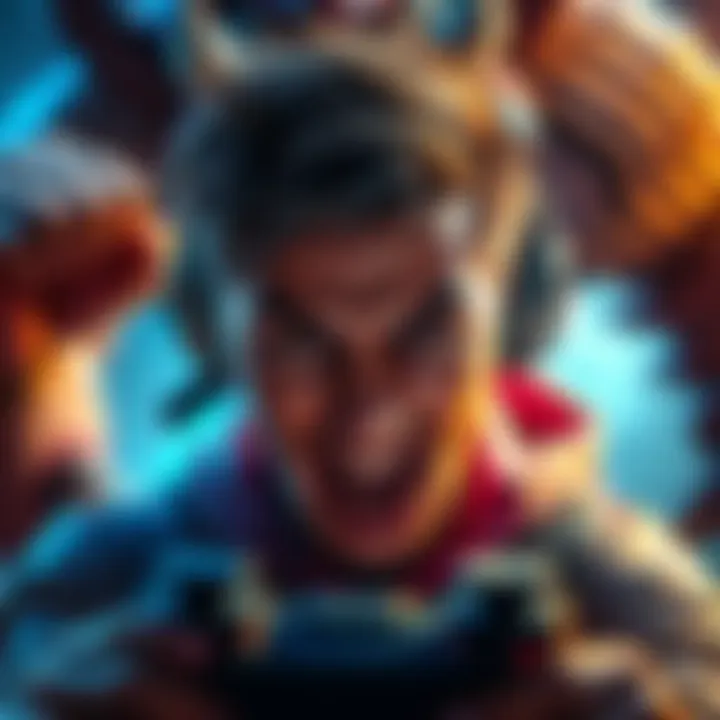 Gamer Battling Final Boss A gamer intensely focused on defeating a challenging final boss in a video game, showing frustration and determination.