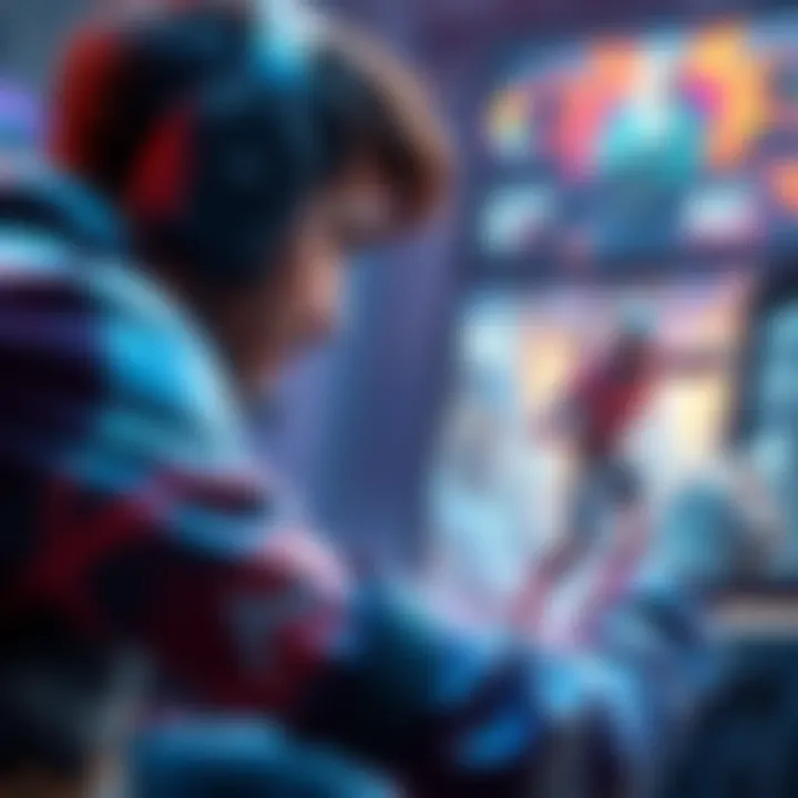 A passionate gamer focused on the screen, engaged in a tough battle against a character named Romeo in a popular game.