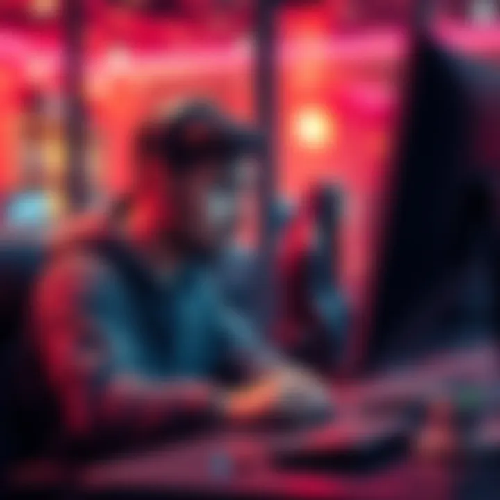 A frustrated gamer sitting in front of a computer, looking surprised and disappointed after being ambushed in a friendly match.