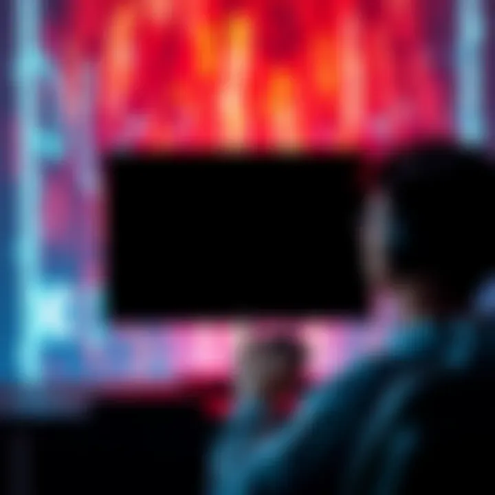 A gamer staring at a black monitor after a sudden crash during gameplay, showing frustration