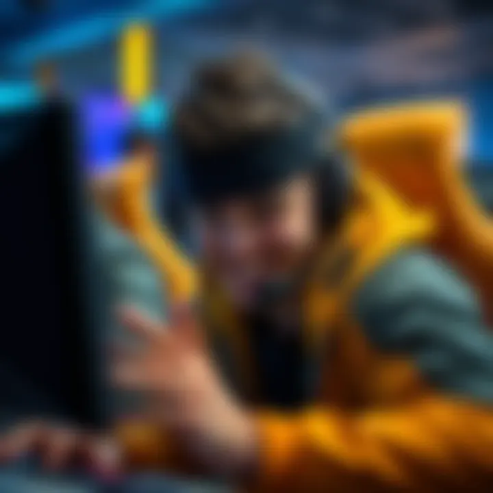 A gamer with a mischievous grin sabotaging teammates in a ranked match, creating tension among players.