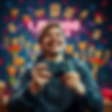 A gamer smiling joyfully while holding a controller, surrounded by gaming trophies and awards, showcasing their recent 1 million Gamerscore achievement.