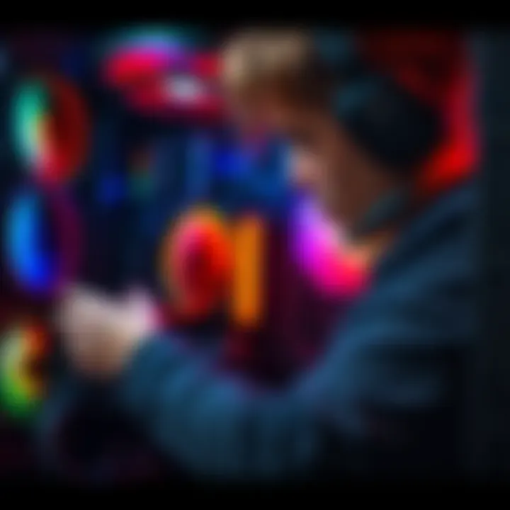 A gamer inspects the interior of a new gaming PC with graphics card and RAM being visible, looking for any performance issues.