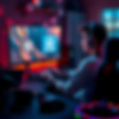 A gamer sitting at a desk, looking at a computer monitor displaying options for 60 Hz and 90 Hz refresh rates, with gaming gear around.