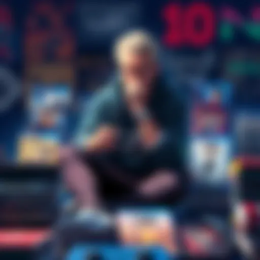 A gamer sitting with a controller, surrounded by various video game cases, contemplating which story-driven game to play next after Final Fantasy VII Rebirth.