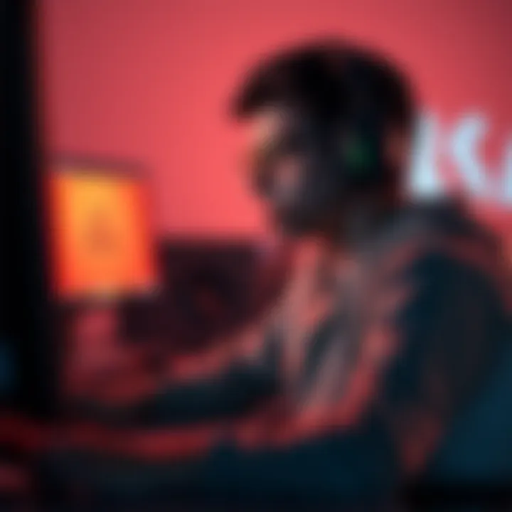 Gamer worried about software installation A gamer sitting at a computer, looking concerned while viewing a warning about software installation for demo games.