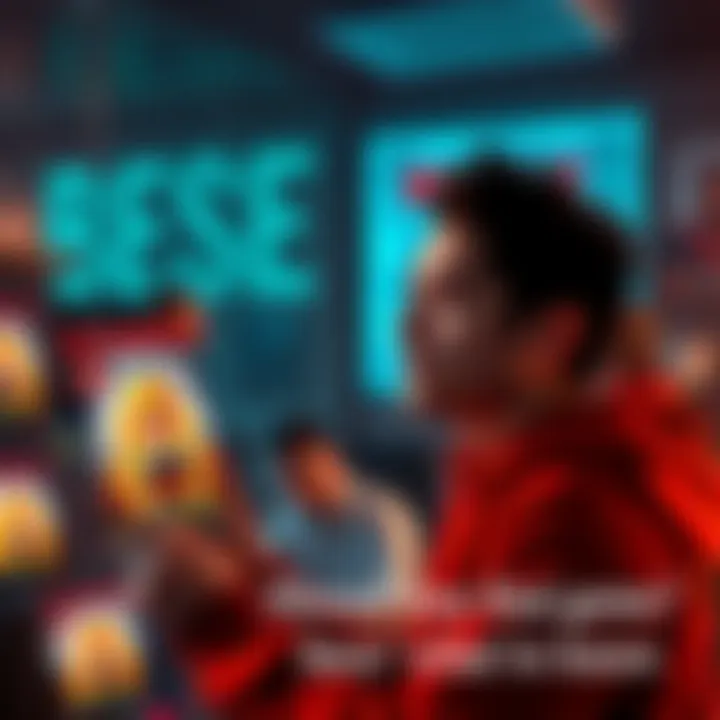 A gamer looking at a popular video game box with a thoughtful expression, weighing options