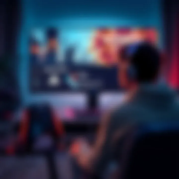 A gamer sits in front of a console, contemplating whether to buy Nightreign this holiday. The screen displays game graphics reminiscent of Elden Ring and Sekiro, with multiplayer options highlighted.