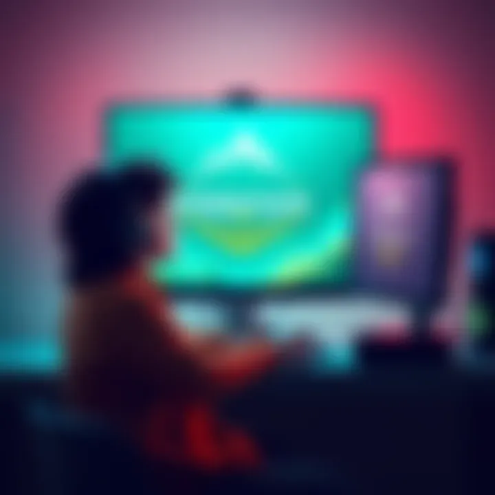 A gamer sits in front of a computer, thinking about whether to buy Expedition 33, with the game logo visible on the screen