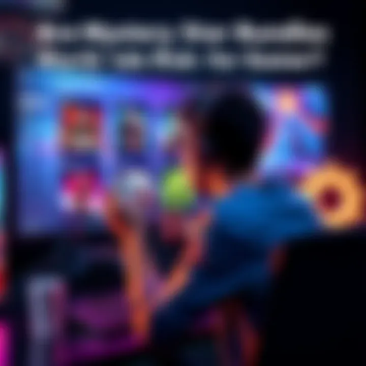 A gamer contemplating game bundles A person looking at a computer screen with game bundles displayed, considering their options