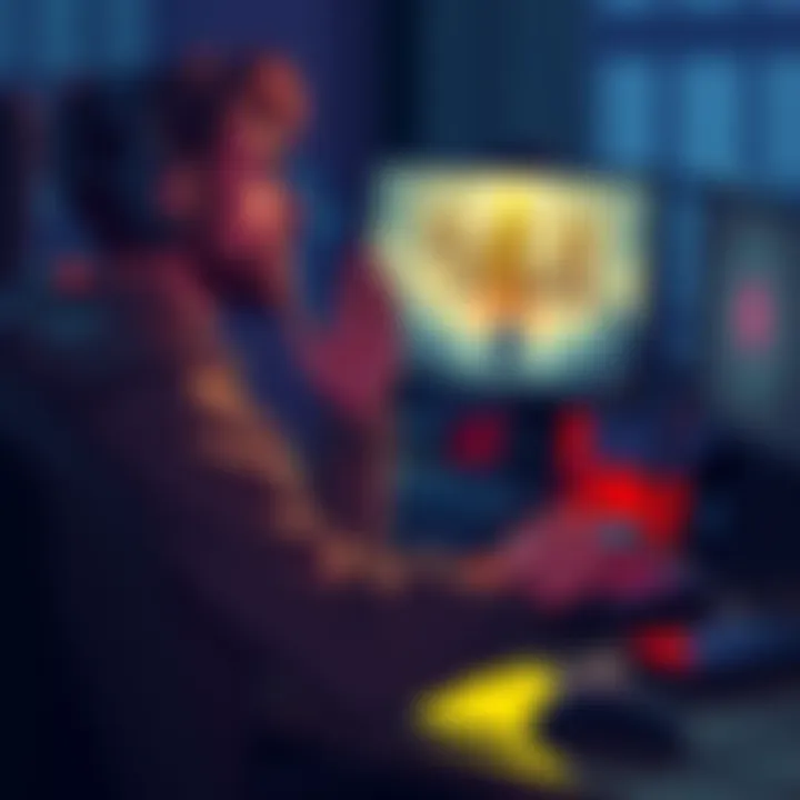 Gamer contemplating Slay the Spire 2 purchase A gamer sitting at a desk, looking at a computer screen displaying Slay the Spire 2, with thoughtful expression and gaming accessories around