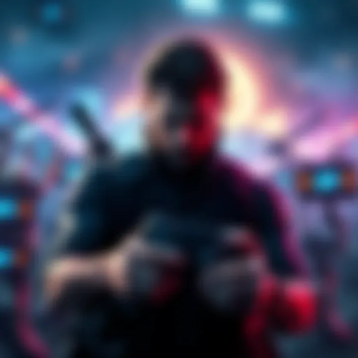 A passionate gamer holding a controller, immersed in a vibrant game world full of new environments for Metal Gear Solid V missions.