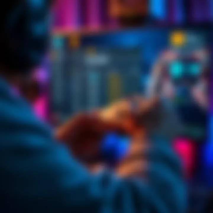 Gamer customizing controller settings A gamer adjusting controller settings on a screen, focusing on button mapping for better gameplay