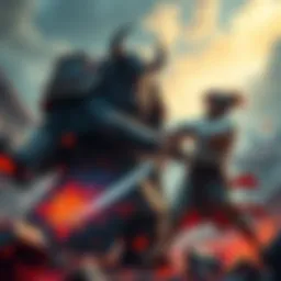 A gamer dad uses a colossal blade to confront a fierce boss in Elden Ring, showcasing determination and skill.