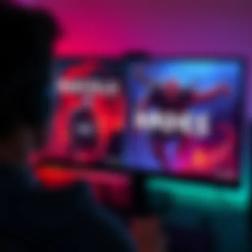 A gamer looks at two game covers for Dead Cells and Hades on a computer screen, contemplating which to play.