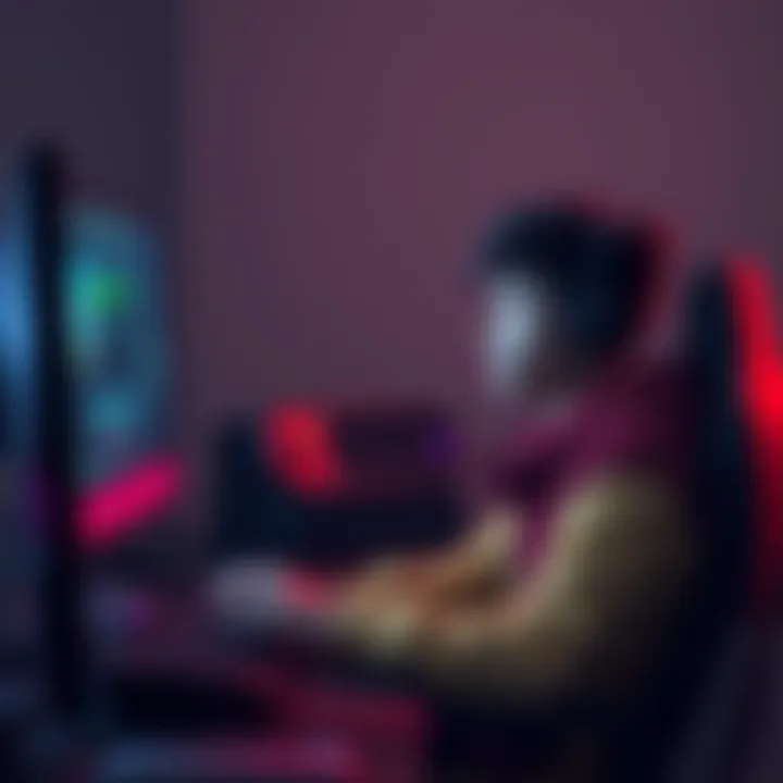 A gamer sitting at their desk, looking thoughtfully at the screen, pondering whether to restart the game or continue from the last save.