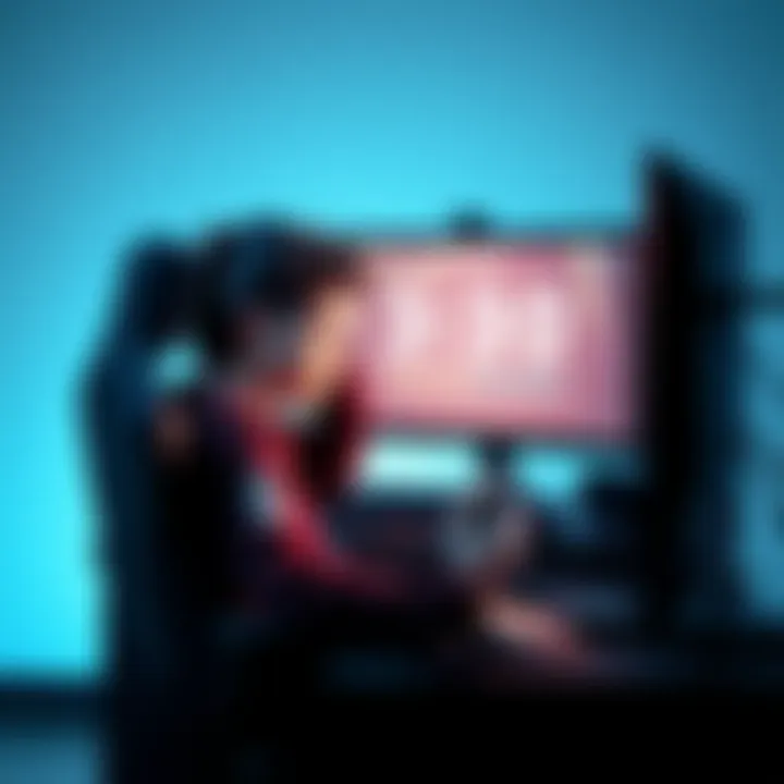 A frustrated gamer sitting at a desk, staring at a computer screen that shows a 3-0 defeat, with visual hints of slow internet and a gaming controller in hand.