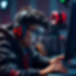 A focused gamer intensely playing while facing technical issues, showcasing determination and resilience in gaming.