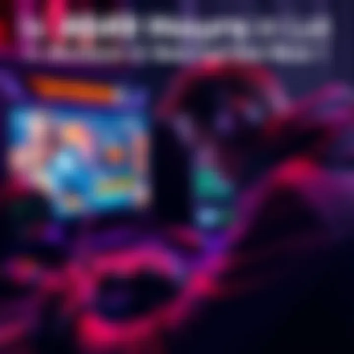 A gamer intensely focused on playing Division 2, surrounded by gaming gear and a screen showing the game's interface.