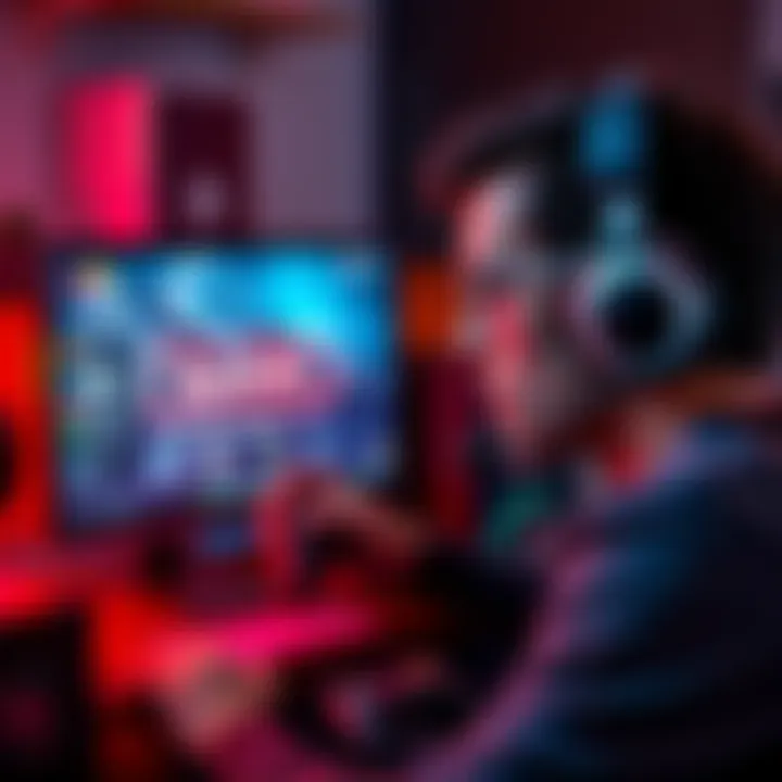 A frustrated gamer looking at a screen showing an EA account ban notice, surrounded by gaming gear