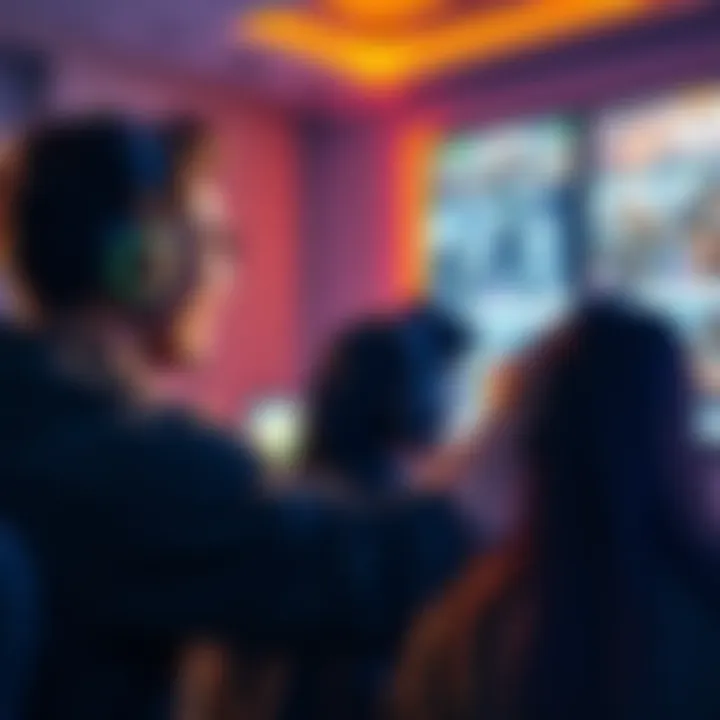 A gamer is showing excitement while encouraging a friend to try new characters in Overwatch, with game characters displayed on the screen.