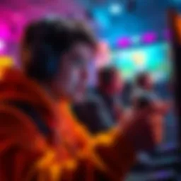 A gamer focused on the screen, experiencing new updates with excited expression