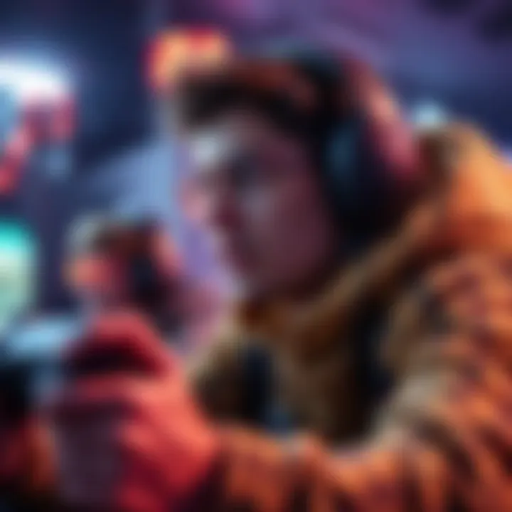 A gamer immersed in a character's exciting gameplay before a nerf, with focused expression and controller in hand