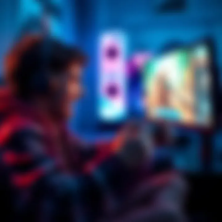 A person sitting in front of a gaming console, showing intense emotions while playing a video game, with a focused expression and hands gripping the controller.