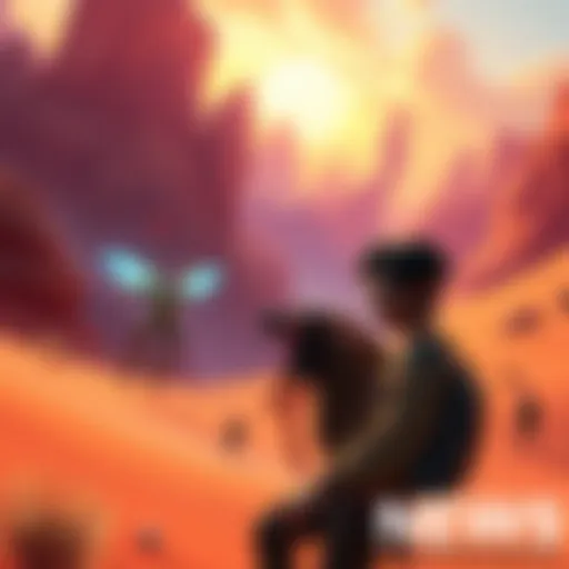 Gamer exploring Crimson Desert A gamer immersed in the world of Crimson Desert, engaging with vibrant landscapes and characters.