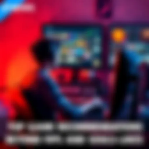 A person sitting in front of a computer, scrolling through game recommendations on a user board, looking excited and curious about new titles to try.