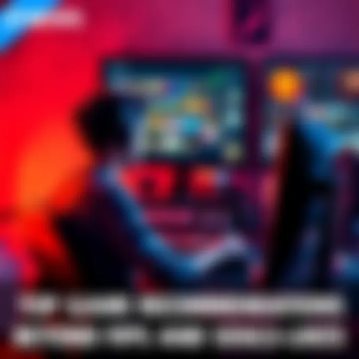 A person sitting in front of a computer, scrolling through game recommendations on a user board, looking excited and curious about new titles to try.