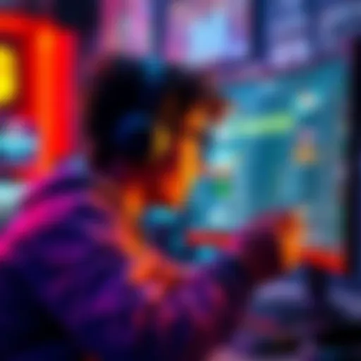 A gamer looking at a list of new video game recommendations on a computer screen, feeling excited about fresh gaming options.