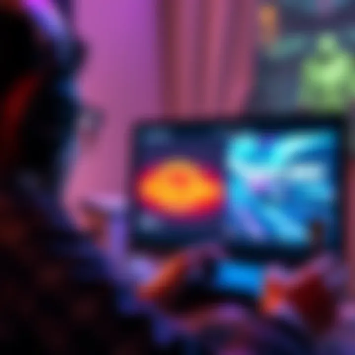 A gamer reviews potential video games, looking for impact and innovation, with images of Elden Ring and Pacific Drive on a screen.