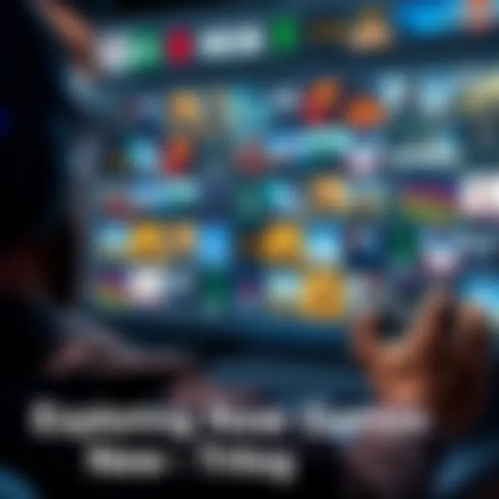 A console player looking at a screen filled with various game titles and images, reflecting on RPGs and open world games.