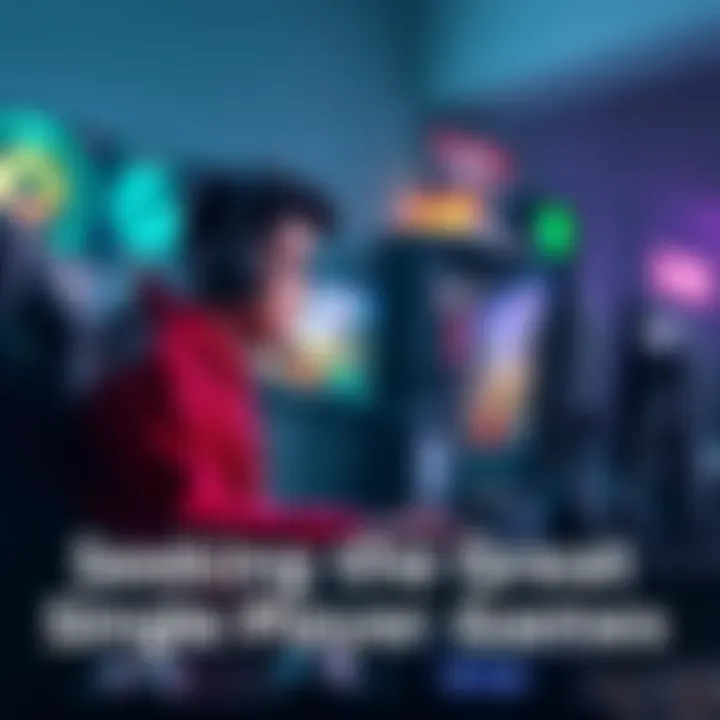 A gamer sits in front of a computer, deeply focused on a fantasy game with stunning visuals and rich storylines.